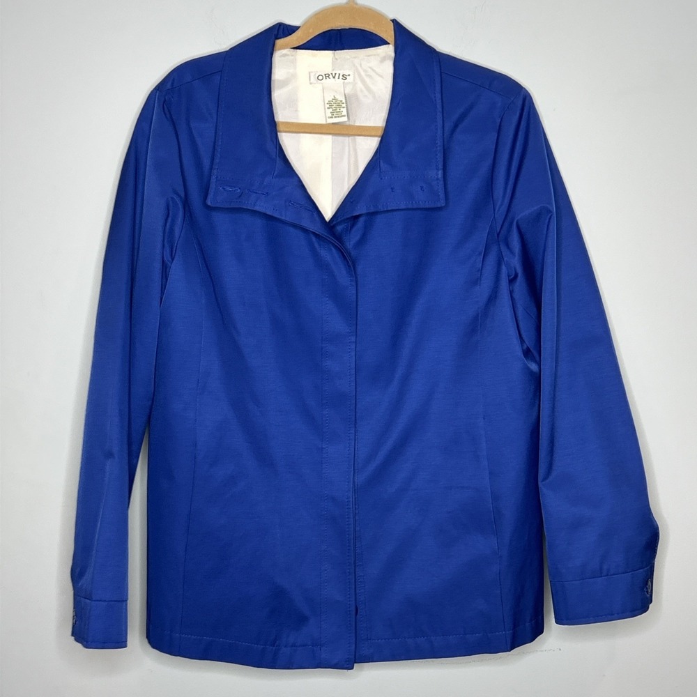 Orvis‎ Women's Outdoor Nylon Jacket Parisian Blue  Size Large  Medium Button Up